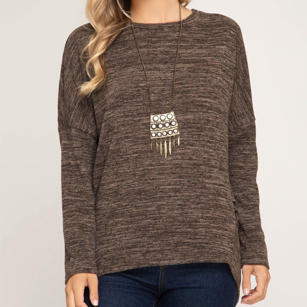 NWT!! She & Sky Hazelnut Marl Top